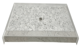 MARBLE STREAM - Classic Marble Pebble Shower Pan – Castaway Collection - Muraflo