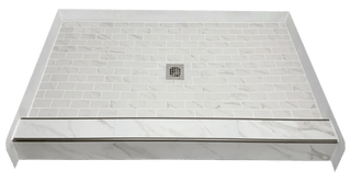 BIANCO CARRARA - Classic White Marble Ceramic Shower Pan – Elemental Marble Collection - Muraflo