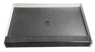 BLACK HEX - Midnight Black Hexagon Ceramic Shower Pan – Monochrome Collection - Muraflo