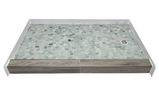 TURQUOISE WAVE - Turquoise Pebble Shower Pan – Castaway Collection - Muraflo