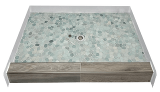 TURQUOISE WAVE - Turquoise Pebble Shower Pan – Castaway Collection - Muraflo