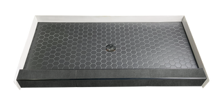 BLACK HEX - Midnight Black Hexagon Ceramic Shower Pan – Monochrome Collection by Muraflo (Copy) (Copy) Muraflo