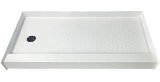 WHITE HEX - Bright White Hexagon Ceramic Shower Pan – Monochrome Collection by Muraflo (copy) (Copy) Muraflo